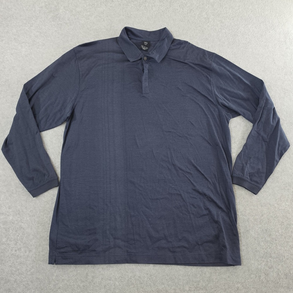 VTG Nike Golf Polo Shirt Mens 2XL Blue Long Sleeve Y2K Striped 402324-100 RARE